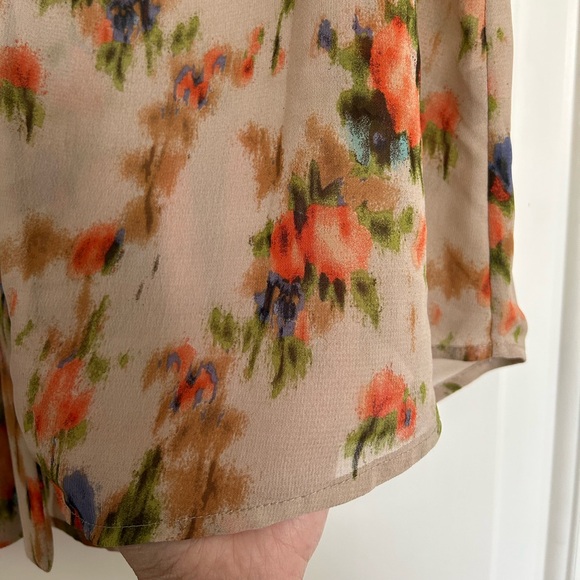 Halogen Multicolor Floral Tie-Neck Blouse - Picture 2 of 6